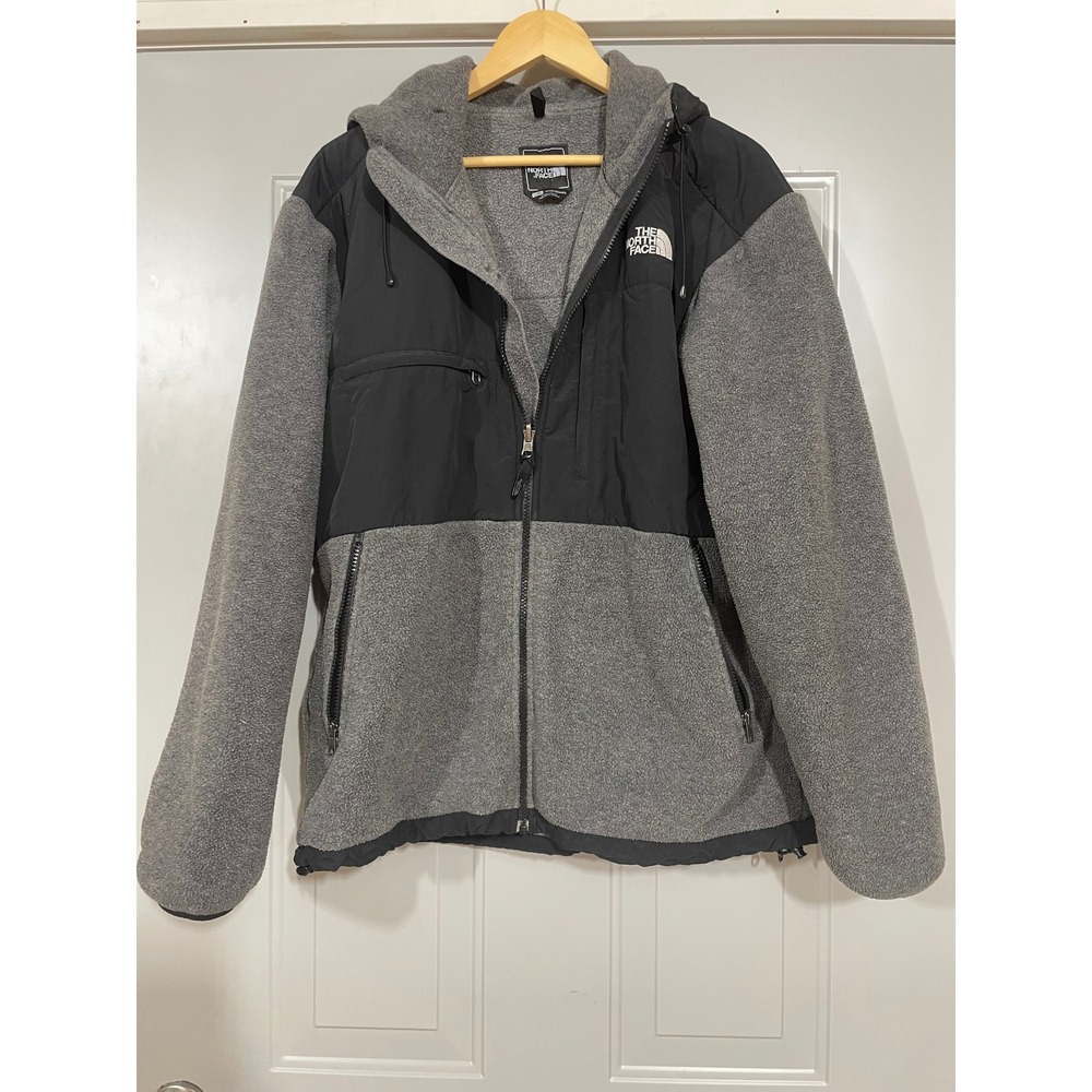 The North Face Denali Fleece Hoodie Mens Large Gray Black Good Polartec Jacket‎